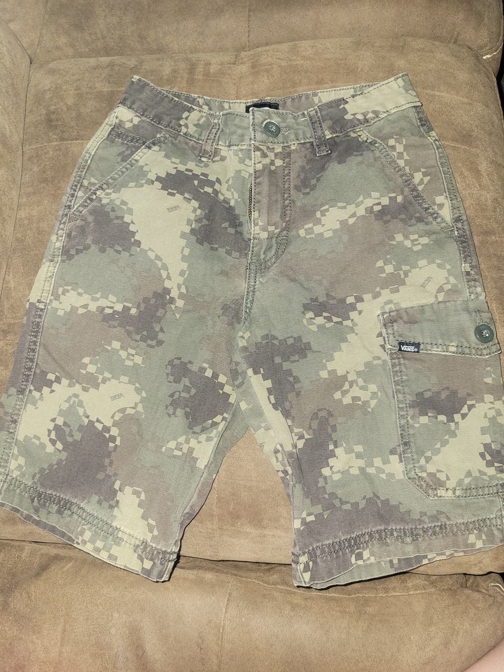 Vans Boys Camo Cargo Shorts in Green & Brown